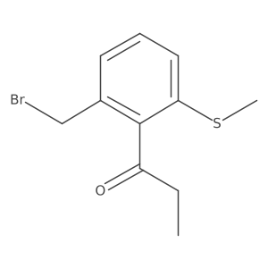 1-(2-(Bromomethyl)-6-(methylthio)phenyl)propan-1-one Structure