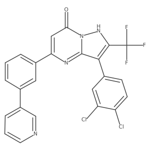 3-(3,4-dichlorophenyl)-5-(3-pyridin-3-ylphenyl)-2-(trifluoromethyl)-1H-pyrazolo[1,5-a]pyrimidin-7-one结构式