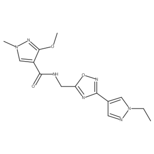 N-((3-(1-ethyl-1H-pyrazol-4-yl)-1,2,4-oxadiazol-5-yl)methyl)-3-methoxy-1-methyl-1H-pyrazole-4-carboxamide Structure