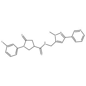 1-(3-fluorophenyl)-N-((1-methyl-3-(pyridin-3-yl)-1H-pyrazol-5-yl)methyl)-5-oxopyrrolidine-3-carboxamide Structure