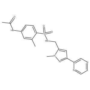 N-(3-methyl-4-(N-((1-methyl-3-(pyrazin-2-yl)-1H-pyrazol-5-yl)methyl)sulfamoyl)phenyl)acetamide结构式