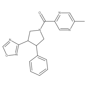 (3-(1,2,4-Oxadiazol-3-yl)-4-phenylpyrrolidin-1-yl)(5-methylpyrazin-2-yl)methanone结构式