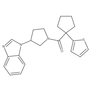(3-(1H-benzo[d]imidazol-1-yl)pyrrolidin-1-yl)(1-(thiophen-2-yl)cyclopentyl)methanone结构式