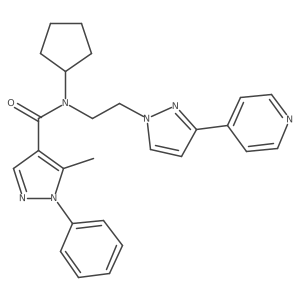 N-cyclopentyl-5-methyl-1-phenyl-N-(2-(3-(pyridin-4-yl)-1H-pyrazol-1-yl)ethyl)-1H-pyrazole-4-carboxamide结构式