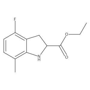 Ethyl 4-fluoro-7-methyl-2,3-dihydro-1H-indole-2-carboxylate结构式