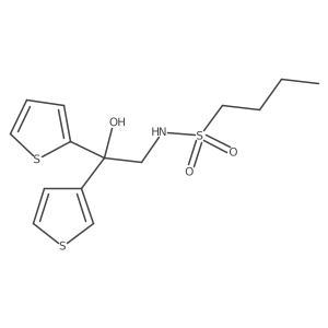 N-(2-hydroxy-2-(thiophen-2-yl)-2-(thiophen-3-yl)ethyl)butane-1-sulfonamide结构式