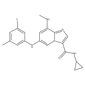 Imidazo[1,2-b]pyridazine-3-carboxamide, N-cyclopropyl-6-[(3-fluoro-5-methylphenyl)amino]-8-(methylamino)- Structure