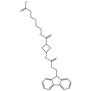 3-(2-{[3-({[(9H-fluoren-9-yl)methoxy]carbonyl}amino)cyclobutyl]formamido}ethoxy)propanoic acid结构式
