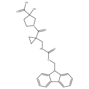 1-{1-[({[(9H-fluoren-9-yl)methoxy]carbonyl}amino)methyl]cyclopropanecarbonyl}-3-hydroxypyrrolidine-3-carboxylic acid结构式