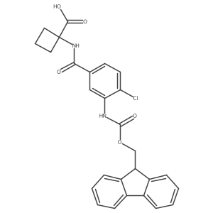 1-[4-chloro-3-({[(9H-fluoren-9-yl)methoxy]carbonyl}amino)benzamido]cyclobutane-1-carboxylic acid Structure