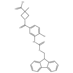 1-[4-bromo-3-({[(9H-fluoren-9-yl)methoxy]carbonyl}amino)benzoyl]-3-methylazetidine-3-carboxylic acid结构式