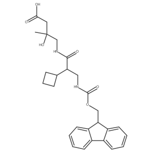 4-[2-cyclobutyl-3-({[(9H-fluoren-9-yl)methoxy]carbonyl}amino)propanamido]-3-hydroxy-3-methylbutanoic acid Structure