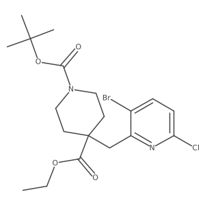 1-(Tert-butyl) 4-ethyl 4-((3-bromo-6-chloropyridin-2-yl)methyl)piperidine-1,4-dicarboxylate结构式