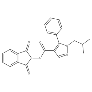 1,3-dioxo-2,3-dihydro-1H-isoindol-2-yl 1-(2-methylpropyl)-5-phenyl-1H-pyrazole-4-carboxylate结构式