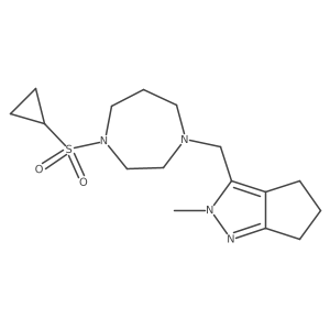 1-(cyclopropanesulfonyl)-4-({2-methyl-2H,4H,5H,6H-cyclopenta[c]pyrazol-3-yl}methyl)-1,4-diazepane结构式
