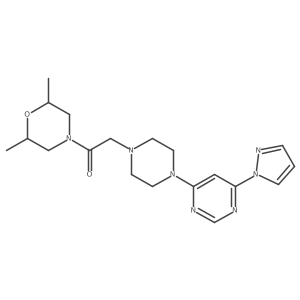 1-(2,6-dimethylmorpholin-4-yl)-2-{4-[6-(1H-pyrazol-1-yl)pyrimidin-4-yl]piperazin-1-yl}ethan-1-one Structure