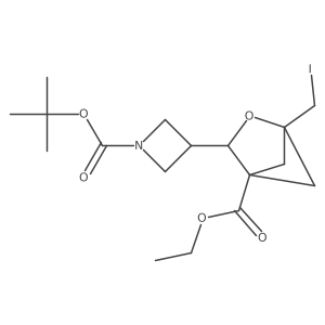 Tert-butyl 3-[4-(ethoxycarbonyl)-1-(iodomethyl)-2-oxabicyclo[2.1.1]hexan-3-yl]azetidine-1-carboxylate Structure