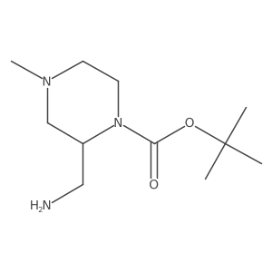 Tert-butyl 2-(aminomethyl)-4-methylpiperazine-1-carboxylate结构式