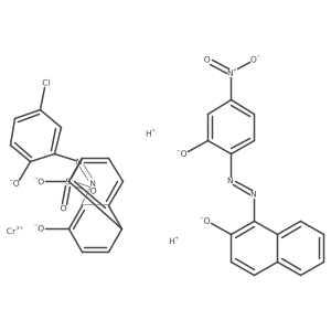O=S(=O)([O-])c1ccc2c(N=Nc3cc(Cl)ccc3[O-])c([O-])ccc2c1.O=[N+]([O-])c1ccc(N=Nc2c([O-])ccc3ccccc23)c([O-])c1.[Cr+3].[H+].[H+]结构式
