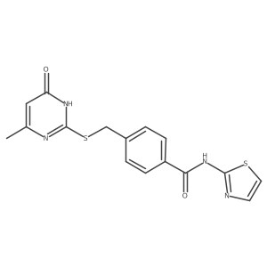 4-(((4-methyl-6-oxo-1,6-dihydropyrimidin-2-yl)thio)methyl)-N-(thiazol-2-yl)benzamide Structure