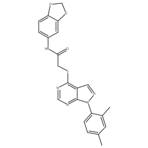 N-(benzo[d][1,3]dioxol-5-yl)-2-((1-(2,4-dimethylphenyl)-1H-pyrazolo[3,4-d]pyrimidin-4-yl)thio)acetamide Structure