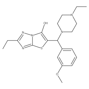 2-Ethyl-5-((4-ethylpiperazin-1-yl)(3-methoxyphenyl)methyl)thiazolo[3,2-b][1,2,4]triazol-6-ol结构式