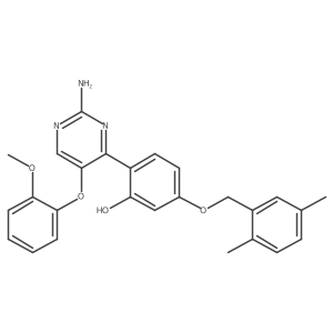 2-(2-Amino-5-(2-methoxyphenoxy)pyrimidin-4-yl)-5-((2,5-dimethylbenzyl)oxy)phenol结构式