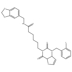 N-(1,3-benzodioxol-5-ylmethyl)-6-[1-[(2-fluorophenyl)methyl]-2,4-dioxo-4a,7a-dihydrothieno[3,2-d]pyrimidin-3-yl]hexanamide Structure