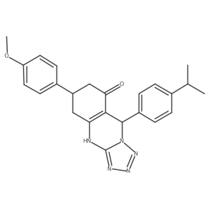 9-(4-isopropylphenyl)-6-(4-methoxyphenyl)-5,6,7,9-tetrahydrotetrazolo[5,1-b]quinazolin-8(4H)-one结构式