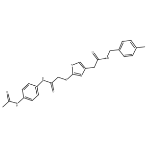 N-(4-acetamidophenyl)-2-((4-(2-((4-methylbenzyl)amino)-2-oxoethyl)thiazol-2-yl)thio)acetamide结构式