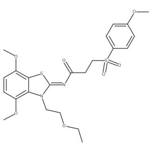 (E)-N-(3-(2-ethoxyethyl)-4,7-dimethoxybenzo[d]thiazol-2(3H)-ylidene)-3-((4-methoxyphenyl)sulfonyl)propanamide结构式