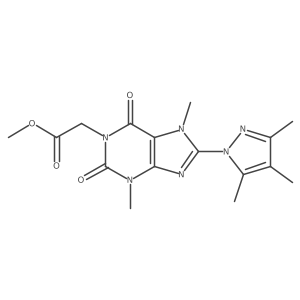 methyl [3,7-dimethyl-2,6-dioxo-8-(3,4,5-trimethyl-1H-pyrazol-1-yl)-2,3,6,7-tetrahydro-1H-purin-1-yl]acetate结构式
