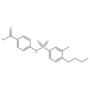 CCCOc1ccc(S(=O)(=O)Nc2ccc(C(=O)O)cc2)cc1C结构式