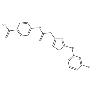 4-(2-(2-((3-Chlorophenyl)amino)thiazol-4-yl)acetamido)benzamide结构式