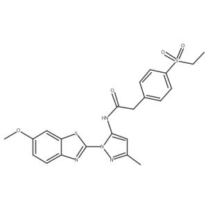 2-(4-ethylsulfonylphenyl)-N-[2-(6-methoxy-1,3-benzothiazol-2-yl)-5-methylpyrazol-3-yl]acetamide结构式