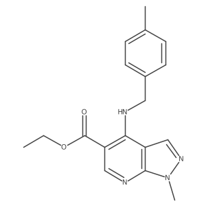 ethyl 1-methyl-4-{[(4-methylphenyl)methyl]amino}-1H-pyrazolo[3,4-b]pyridine-5-carboxylate结构式