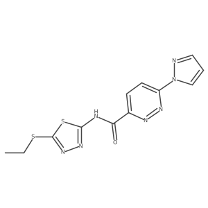 N-(5-(ethylthio)-1,3,4-thiadiazol-2-yl)-6-(1H-pyrazol-1-yl)pyridazine-3-carboxamide结构式
