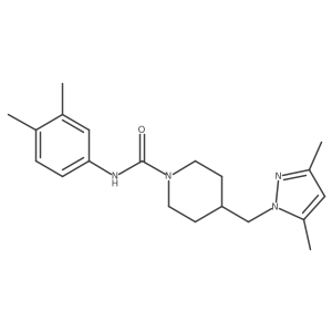 4-((3,5-dimethyl-1H-pyrazol-1-yl)methyl)-N-(3,4-dimethylphenyl)piperidine-1-carboxamide结构式