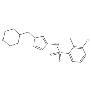 3-chloro-2-methyl-N-(1-((tetrahydro-2H-pyran-4-yl)methyl)-1H-pyrazol-4-yl)benzenesulfonamide Structure