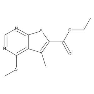 Ethyl 5-methyl-4-(methylsulfanyl)thieno[2,3-d]pyrimidine-6-carboxylate结构式