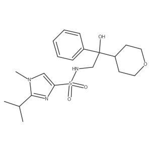 N-(2-hydroxy-2-phenyl-2-(tetrahydro-2H-pyran-4-yl)ethyl)-2-isopropyl-1-methyl-1H-imidazole-4-sulfonamide Structure