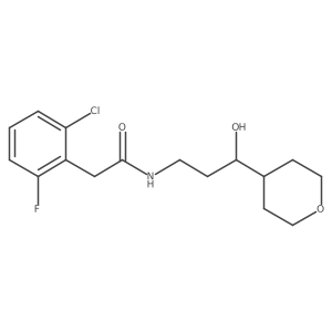2-(2-chloro-6-fluorophenyl)-N-(3-hydroxy-3-(tetrahydro-2H-pyran-4-yl)propyl)acetamide结构式
