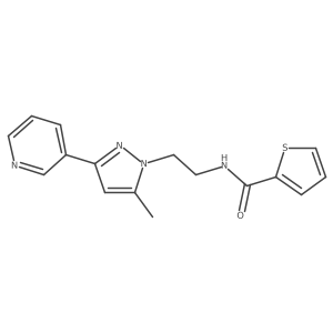 N-(2-(5-methyl-3-(pyridin-3-yl)-1H-pyrazol-1-yl)ethyl)thiophene-2-carboxamide结构式
