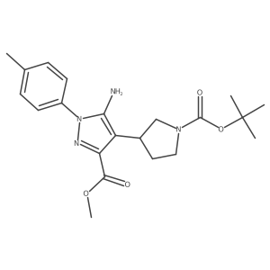 methyl 5-amino-4-{1-[(tert-butoxy)carbonyl]pyrrolidin-3-yl}-1-(4-methylphenyl)-1H-pyrazole-3-carboxylate结构式