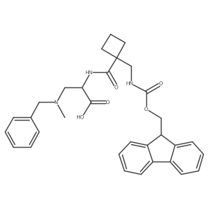 3-[benzyl(methyl)amino]-2-({1-[({[(9H-fluoren-9-yl)methoxy]carbonyl}amino)methyl]cyclobutyl}formamido)propanoic acid结构式