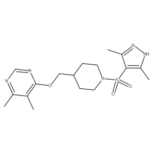 4-((1-((3,5-dimethyl-1H-pyrazol-4-yl)sulfonyl)piperidin-4-yl)methoxy)-5,6-dimethylpyrimidine结构式