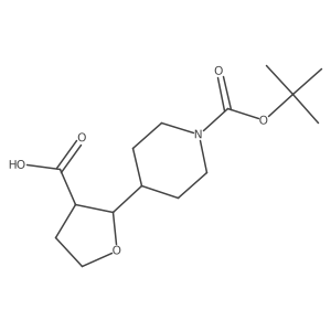 rac-(2R,3S)-2-{1-[(tert-butoxy)carbonyl]piperidin-4-yl}oxolane-3-carboxylic acid, trans Structure