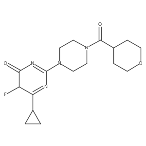 6-cyclopropyl-5-fluoro-2-[4-(oxane-4-carbonyl)piperazin-1-yl]-5H-pyrimidin-4-one Structure