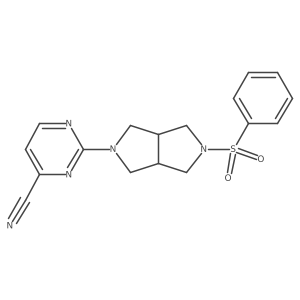 2-[5-(Benzenesulfonyl)-octahydropyrrolo[3,4-c]pyrrol-2-yl]pyrimidine-4-carbonitrile结构式