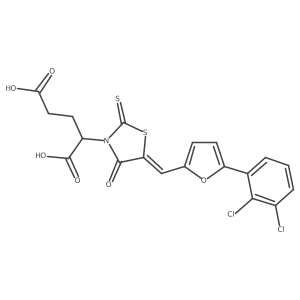 2-[(5Z)-5-{[5-(2,3-dichlorophenyl)furan-2-yl]methylidene}-4-oxo-2-sulfanylidene-1,3-thiazolidin-3-yl]pentanedioic acid结构式